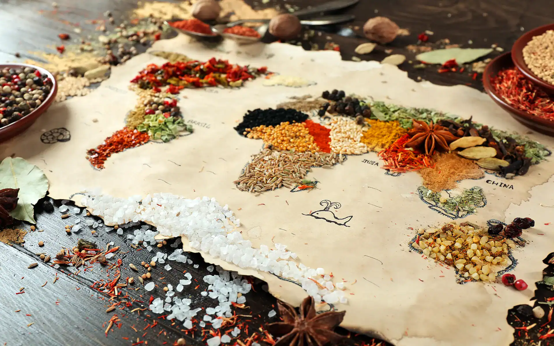 World map illustration for Exmoor Seasonal Dining Experiences